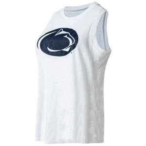 women's white tank top with large Penn State Athletic Logo